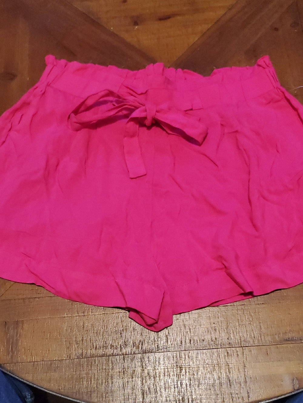 Ambiance Bright Pink High-Waist Tie-Front Shorts